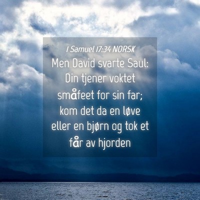 Picture 04 - 1 Samuel 17:34 NORSK - Men David svarte Saul: Din tjener voktet småfeet - Bible Verse Picture