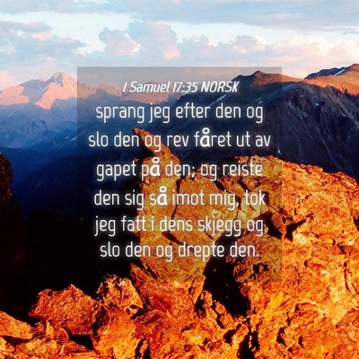 Picture 04 - 1 Samuel 17:35 NORSK - sprang jeg efter den og slo den og rev fåret ut - Bible Verse Picture