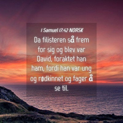 Picture 04 - 1 Samuel 17:42 NORSK - Da filisteren så frem for sig og blev var David, - Bible Verse Picture