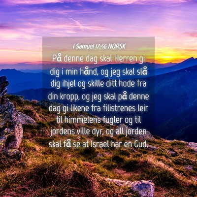 Picture 04 - 1 Samuel 17:46 NORSK - På denne dag skal Herren gi dig i min hånd, og - Bible Verse Picture