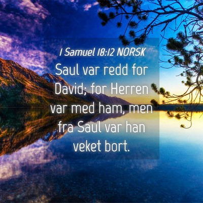 Picture 04 - 1 Samuel 18:12 NORSK - Saul var redd for David; for Herren var med ham, - Bible Verse Picture