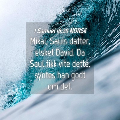 Picture 04 - 1 Samuel 18:20 NORSK - Mikal, Sauls datter, elsket David. Da Saul fikk - Bible Verse Picture