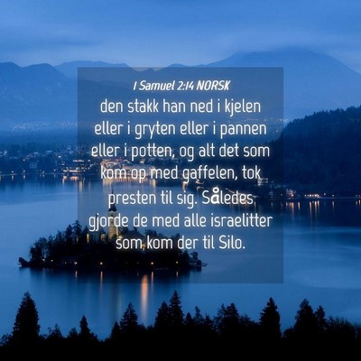 Picture 04 - 1 Samuel 2:14 NORSK - den stakk han ned i kjelen eller i gryten eller i - Bible Verse Picture