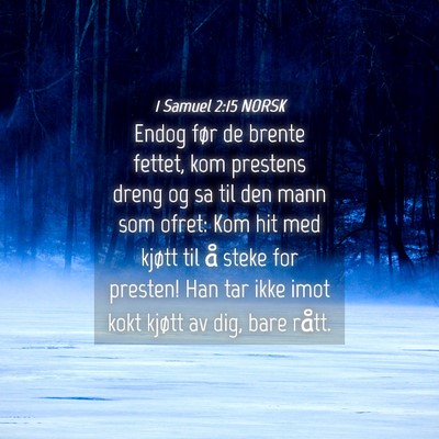 Picture 04 - 1 Samuel 2:15 NORSK - Endog før de brente fettet, kom prestens dreng - Bible Verse Picture