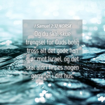 Picture 04 - 1 Samuel 2:32 NORSK - Og du skal skue trengsel for Guds bolig tross alt - Bible Verse Picture