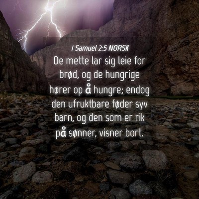 Picture 04 - 1 Samuel 2:5 NORSK - De mette lar sig leie for brød, og de hungrige - Bible Verse Picture