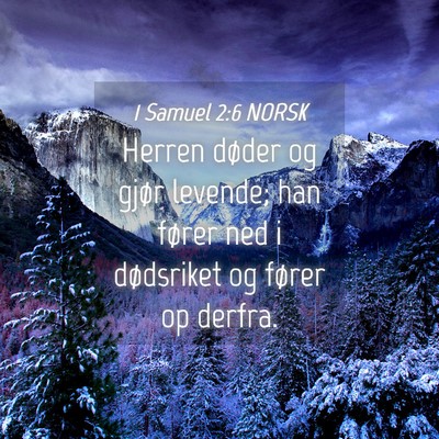 Picture 04 - 1 Samuel 2:6 NORSK - Herren døder og gjør levende; han fører ned i - Bible Verse Picture