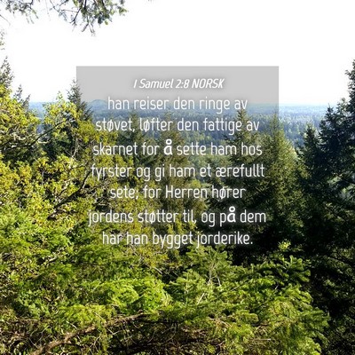 Picture 04 - 1 Samuel 2:8 NORSK - han reiser den ringe av støvet, løfter den - Bible Verse Picture