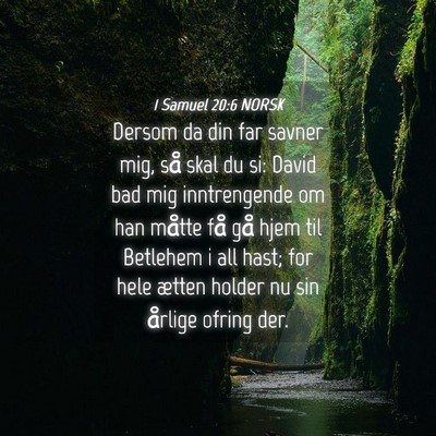 Picture 04 - 1 Samuel 20:6 NORSK - Dersom da din far savner mig, så skal du si: - Bible Verse Picture