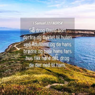 Picture 04 - 1 Samuel 22:1 NORSK - Så drog David bort derfra og flyktet til hulen - Bible Verse Picture