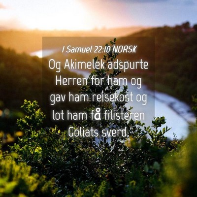 Picture 04 - 1 Samuel 22:10 NORSK - Og Akimelek adspurte Herren for ham og gav ham - Bible Verse Picture
