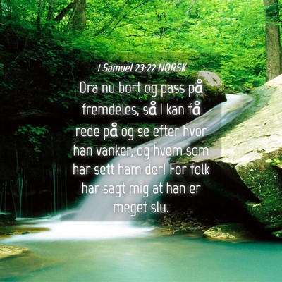 Picture 04 - 1 Samuel 23:22 NORSK - Dra nu bort og pass på fremdeles, så I kan få - Bible Verse Picture