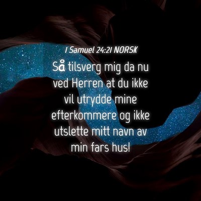 Picture 04 - 1 Samuel 24:21 NORSK - Så tilsverg mig da nu ved Herren at du ikke vil - Bible Verse Picture