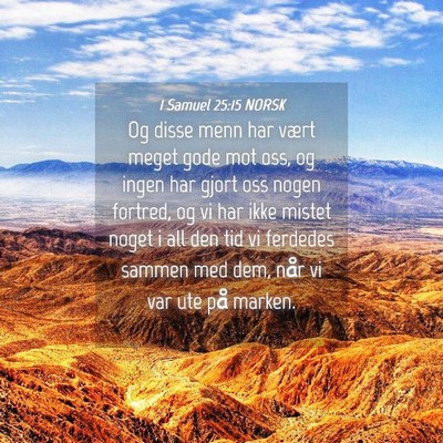 Picture 04 - 1 Samuel 25:15 NORSK - Og disse menn har vært meget gode mot oss, og - Bible Verse Picture