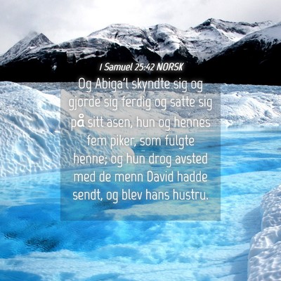Picture 04 - 1 Samuel 25:42 NORSK - Og Abiga'l skyndte sig og gjorde sig ferdig og - Bible Verse Picture