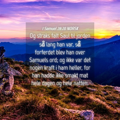 Picture 04 - 1 Samuel 28:20 NORSK - Og straks falt Saul til jorden så lang han var, - Bible Verse Picture