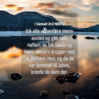 Picture 04 - 1 Samuel 31:12 NORSK - tok alle våbenføre menn avsted og gikk hele - Bible Verse Picture