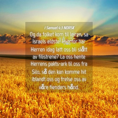 Picture 04 - 1 Samuel 4:3 NORSK - Og da folket kom til leiren, sa Israels eldste: - Bible Verse Picture