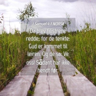 Picture 04 - 1 Samuel 4:7 NORSK - Da blev filistrene redde; for de tenkte: Gud er - Bible Verse Picture