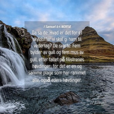 Picture 04 - 1 Samuel 6:4 NORSK - Da sa de: Hvad er det for et skyldoffer vi skal - Bible Verse Picture
