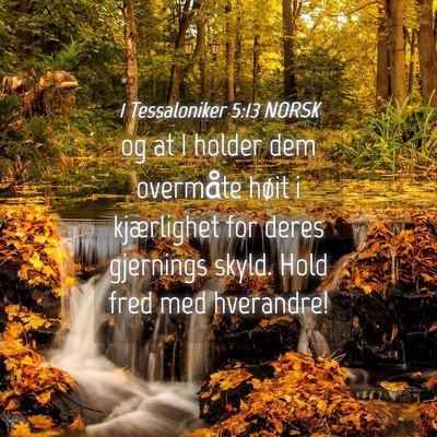 Picture 04 - 1 Tessaloniker 5:13 NORSK - og at I holder dem overmåte høit i kjærlighet - Bible Verse Picture