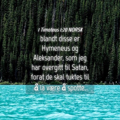 Picture 04 - 1 Timoteus 1:20 NORSK - blandt disse er Hymeneus og Aleksander, som jeg - Bible Verse Picture