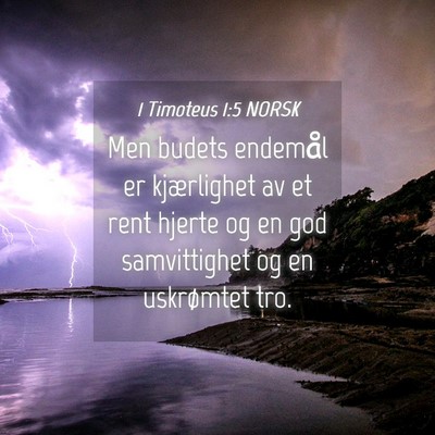 Picture 04 - 1 Timoteus 1:5 NORSK - Men budets endemål er kjærlighet av et rent - Bible Verse Picture