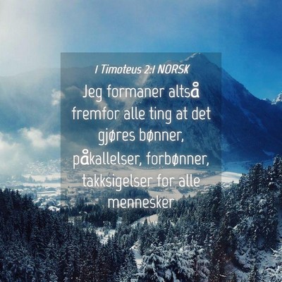 Picture 04 - 1 Timoteus 2:1 NORSK - Jeg formaner altså fremfor alle ting at det - Bible Verse Picture