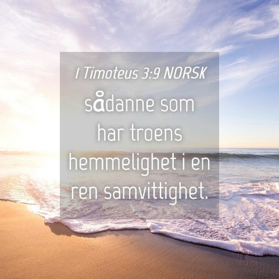 Picture 04 - 1 Timoteus 3:9 NORSK - sådanne som har troens hemmelighet i en ren - Bible Verse Picture