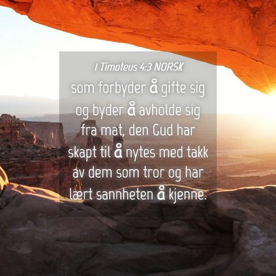 Picture 04 - 1 Timoteus 4:3 NORSK - som forbyder å gifte sig og byder å avholde sig - Bible Verse Picture