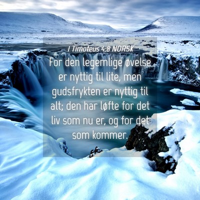 Picture 04 - 1 Timoteus 4:8 NORSK - For den legemlige øvelse er nyttig til lite, men - Bible Verse Picture