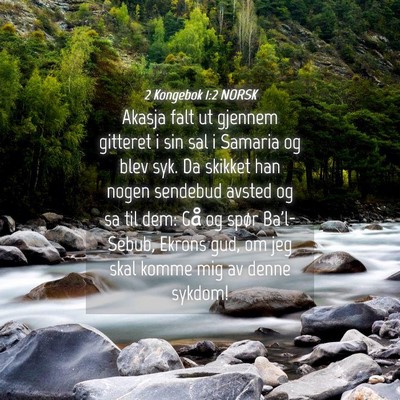 Picture 04 - 2 Kongebok 1:2 NORSK - Akasja falt ut gjennem gitteret i sin sal i - Bible Verse Picture