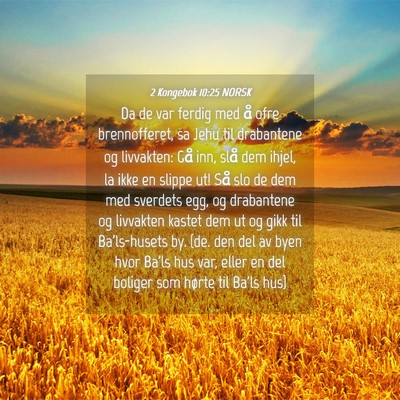 Picture 04 - 2 Kongebok 10:25 NORSK - Da de var ferdig med å ofre brennofferet, sa - Bible Verse Picture
