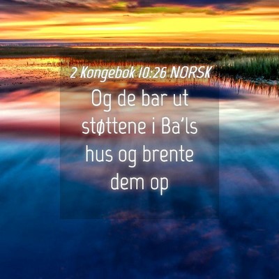 Picture 04 - 2 Kongebok 10:26 NORSK - Og de bar ut støttene i Ba'ls hus og brente dem - Bible Verse Picture