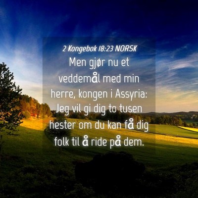Picture 04 - 2 Kongebok 18:23 NORSK - Men gjør nu et veddemål med min herre, kongen i - Bible Verse Picture