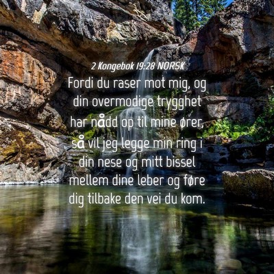Picture 04 - 2 Kongebok 19:28 NORSK - Fordi du raser mot mig, og din overmodige - Bible Verse Picture
