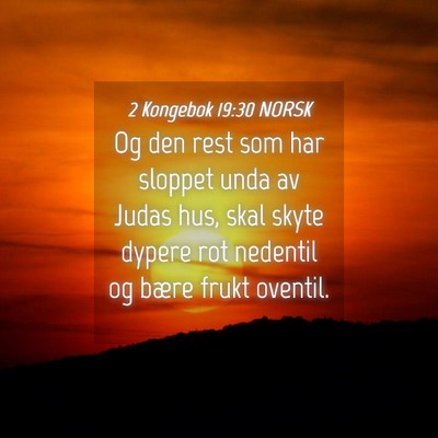 Picture 04 - 2 Kongebok 19:30 NORSK - Og den rest som har sloppet unda av Judas hus, - Bible Verse Picture