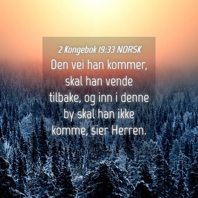 Picture 04 - 2 Kongebok 19:33 NORSK - Den vei han kommer, skal han vende tilbake, og - Bible Verse Picture