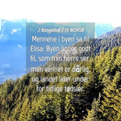 Picture 04 - 2 Kongebok 2:19 NORSK - Mennene i byen sa til Elisa: Byen ligger godt - Bible Verse Picture