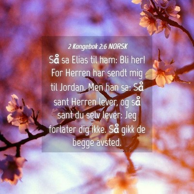 Picture 04 - 2 Kongebok 2:6 NORSK - Så sa Elias til ham: Bli her! For Herren har - Bible Verse Picture