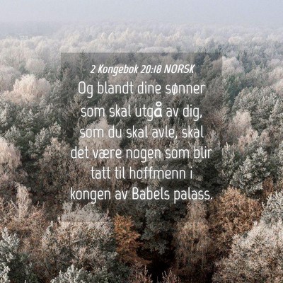 Picture 04 - 2 Kongebok 20:18 NORSK - Og blandt dine sønner som skal utgå av dig, som - Bible Verse Picture