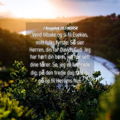 Picture 04 - 2 Kongebok 20:5 NORSK - Vend tilbake og si til Esekias, mitt folks - Bible Verse Picture