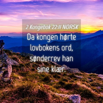 Picture 04 - 2 Kongebok 22:11 NORSK - Da kongen hørte lovbokens ord, sønderrev han - Bible Verse Picture