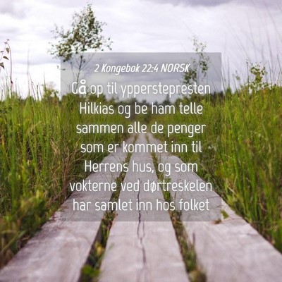 Picture 04 - 2 Kongebok 22:4 NORSK - Gå op til ypperstepresten Hilkias og be ham - Bible Verse Picture