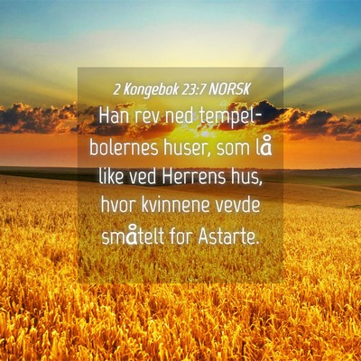 Picture 04 - 2 Kongebok 23:7 NORSK - Han rev ned tempel-bolernes huser, som lå like - Bible Verse Picture