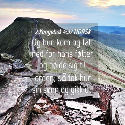 Picture 04 - 2 Kongebok 4:37 NORSK - Og hun kom og falt ned for hans føtter og bøide - Bible Verse Picture