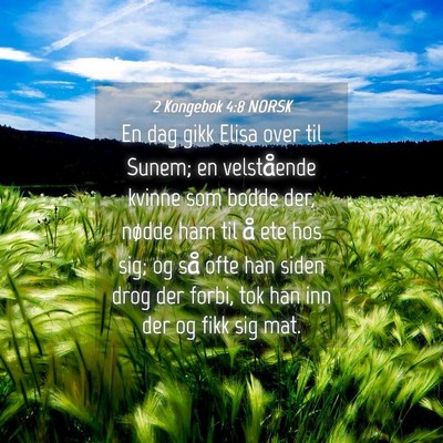 Picture 04 - 2 Kongebok 4:8 NORSK - En dag gikk Elisa over til Sunem; en velstående - Bible Verse Picture