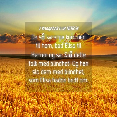Picture 04 - 2 Kongebok 6:18 NORSK - Da så syrerne kom ned til ham, bad Elisa til - Bible Verse Picture