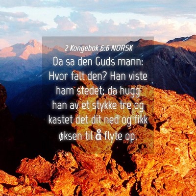 Picture 04 - 2 Kongebok 6:6 NORSK - Da sa den Guds mann: Hvor falt den? Han viste ham - Bible Verse Picture