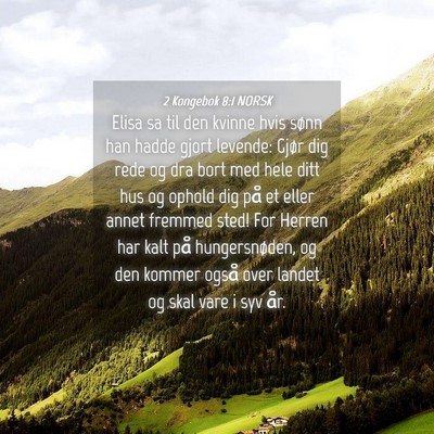 Picture 04 - 2 Kongebok 8:1 NORSK - Elisa sa til den kvinne hvis sønn han hadde - Bible Verse Picture